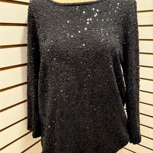 Elegant Black Sequin Women's Jersey Top